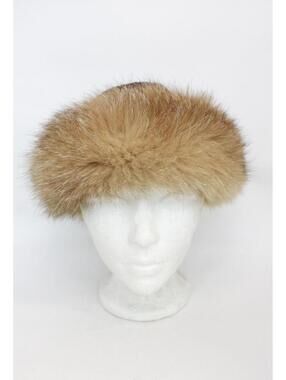 Excellent Crystal Fox Fur Hat W/ Suede Leather Top Women Woman Size All
